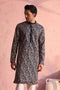 SHRESTHA By VASTRAMAY Men's Bottle Green Georgette Embroidered Kurta
